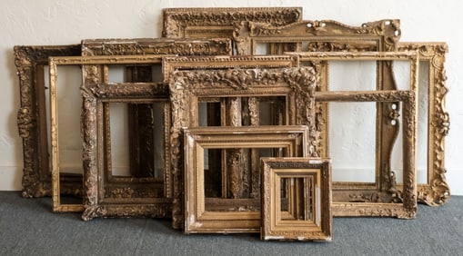 Group of 13 Early French Giltwood Frames