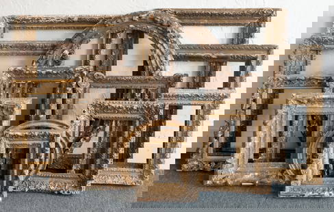 Group of 13 French & English Giltwood Frames: A generous lot! Smallest overall 12 1/2" x 14 1/2", rabbet 6" x 8", 3 3/4" molding, largest overall 31 1/2" x 38", rabbet 24" x 30", 4 1/4" molding