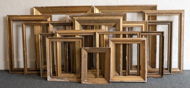 Group of 17 Plain Gilt Frames