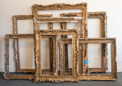 Group of 7 Early French Giltwood Frames