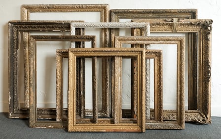 Group of 9 Early English Giltwood Frames