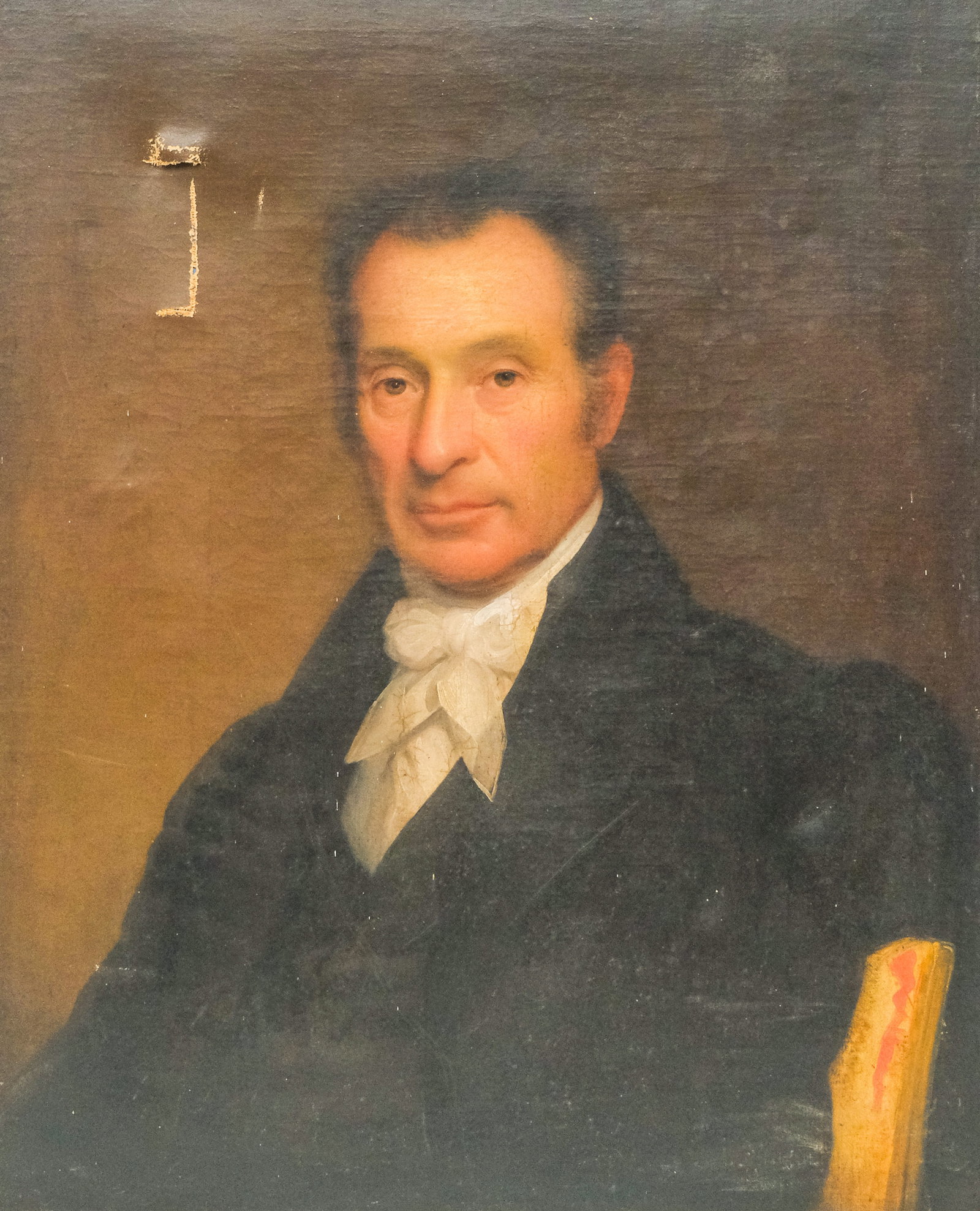 American School, Portrait of a Gentleman: American, ca. 1830, oil on canvas, in the manner of Thomas Sully, 24 1/2" x 30" canvas, unframed.