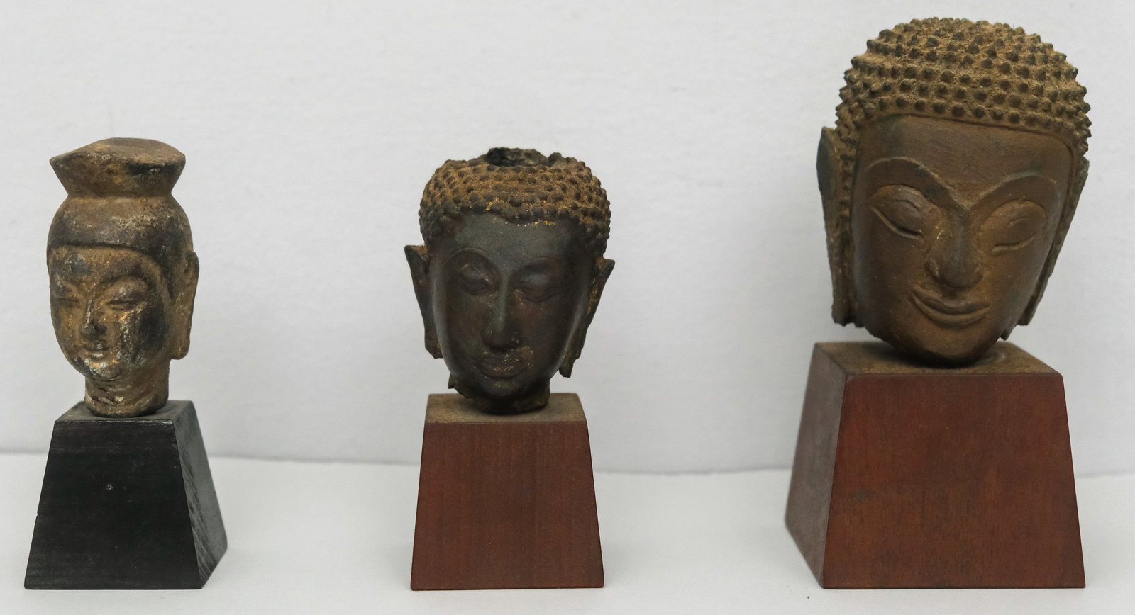 Three Antique Southeast Asian Bronze Buddha heads (1 of 11)