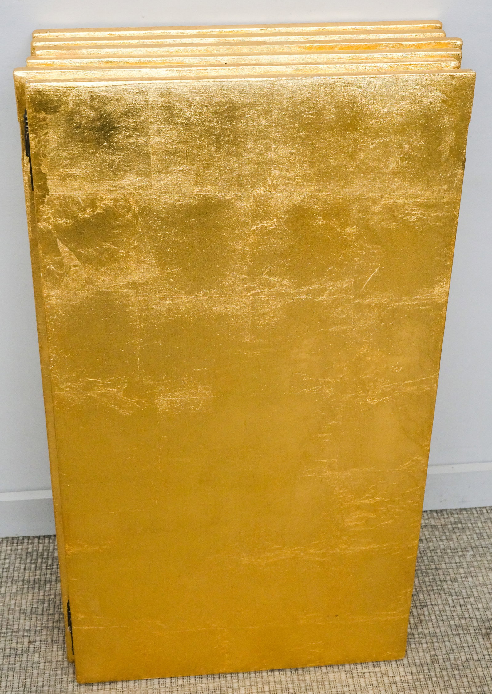 Two Three-Panel Gilded Screens - 7