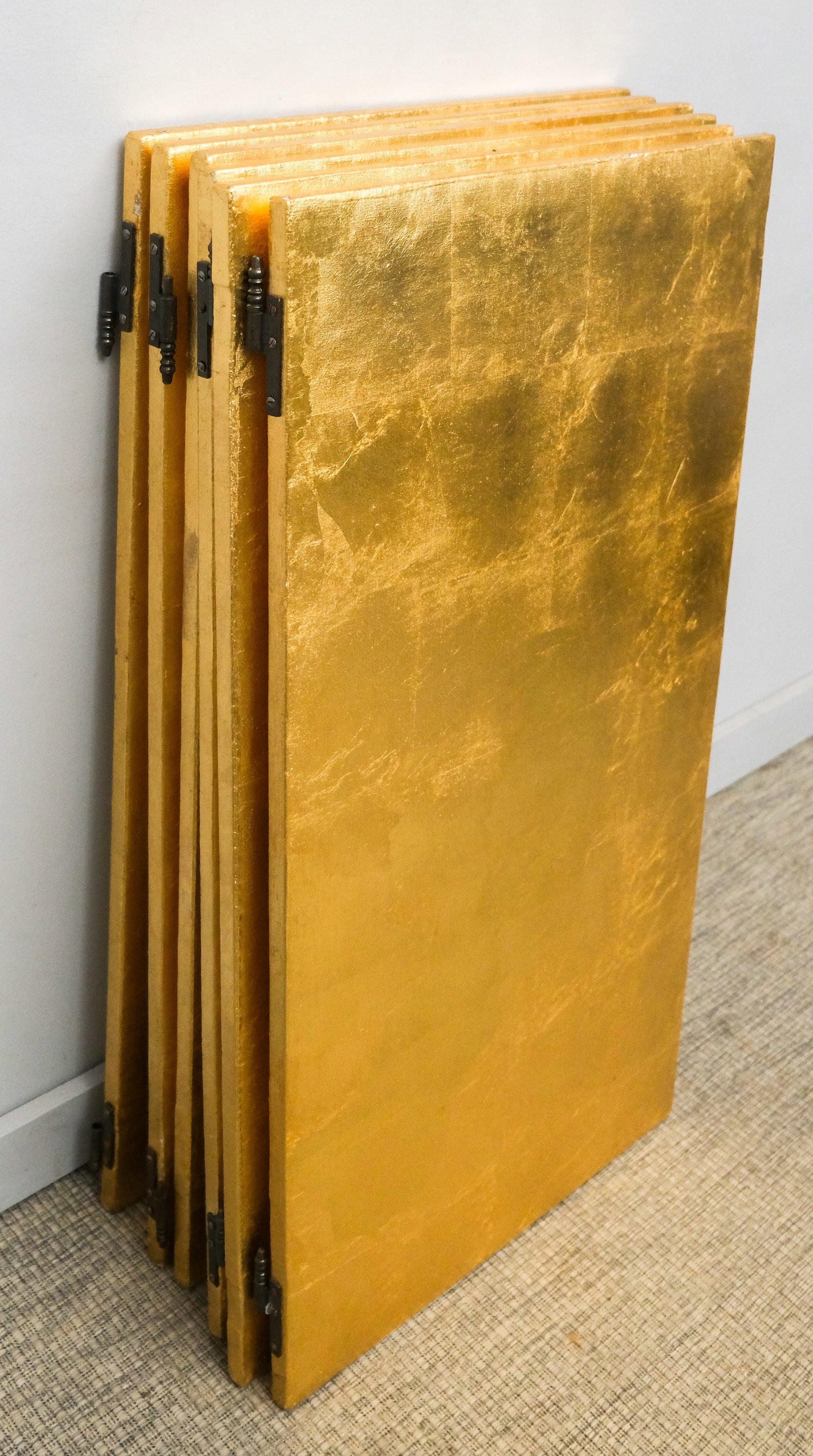Two Three-Panel Gilded Screens - 8