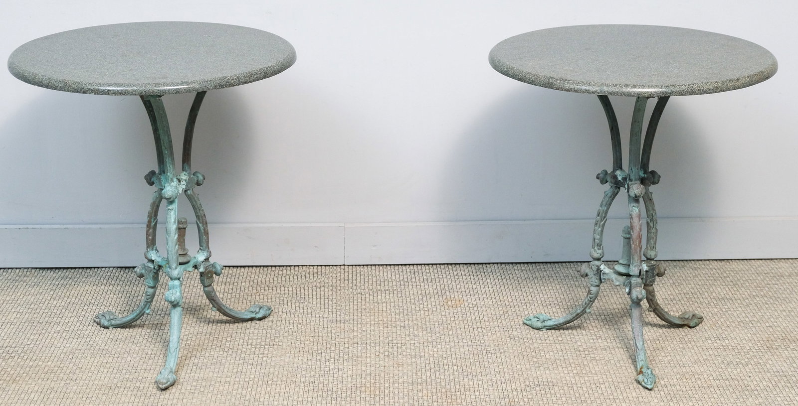Pair of Verdigris Bronze and Granite Tables (1 of 9)