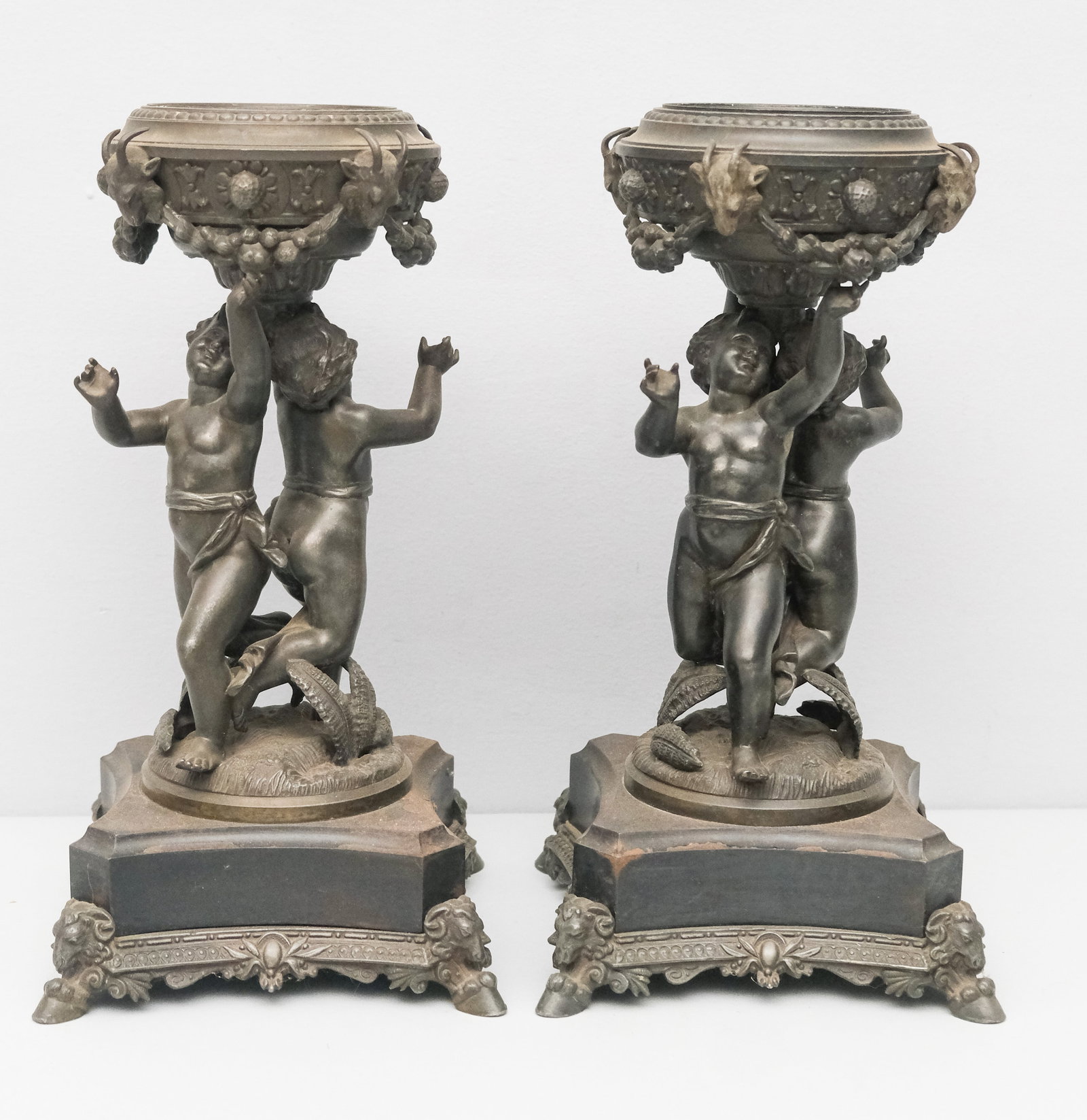 Pair of Cast Iron & Spelter Figural Garnitures (1 of 8)