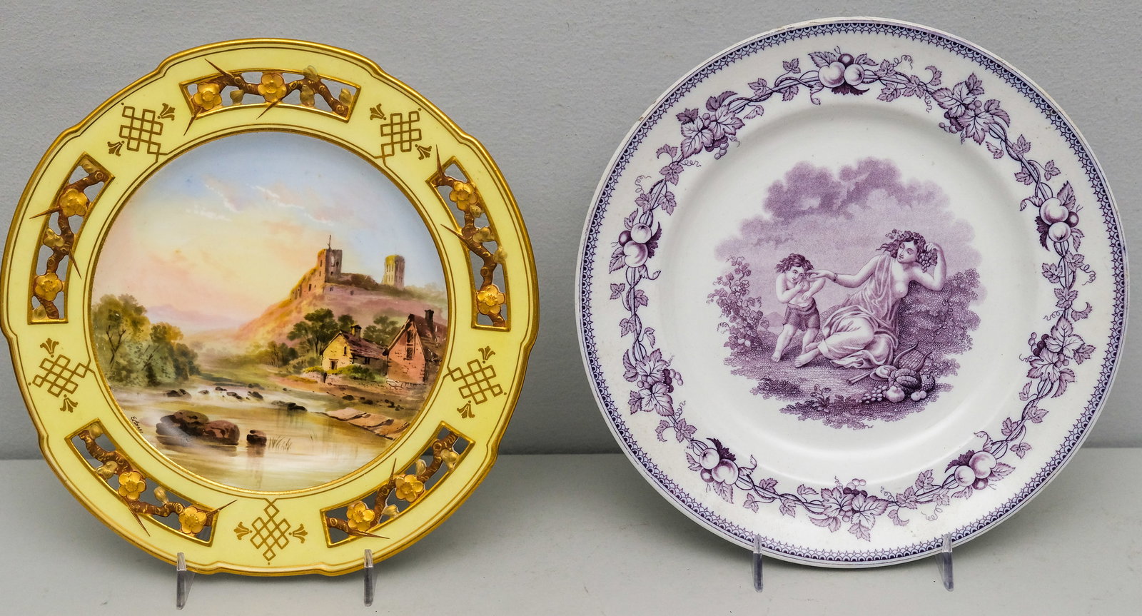 Two Antique Porcelain Cabinet Plates (1 of 6)