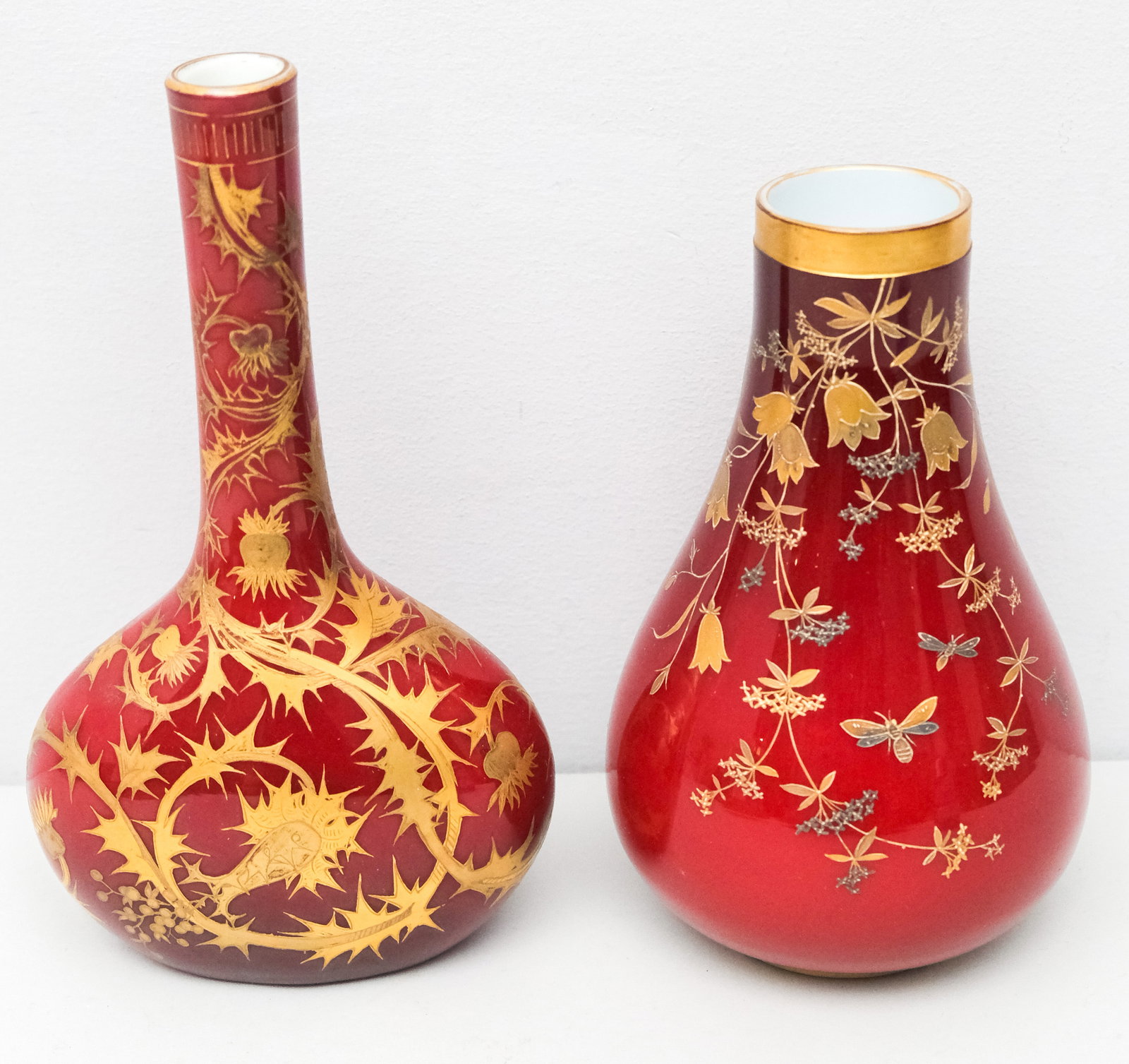 2 Exceptional Oxblood Webb Art Glass Vases (1 of 6)