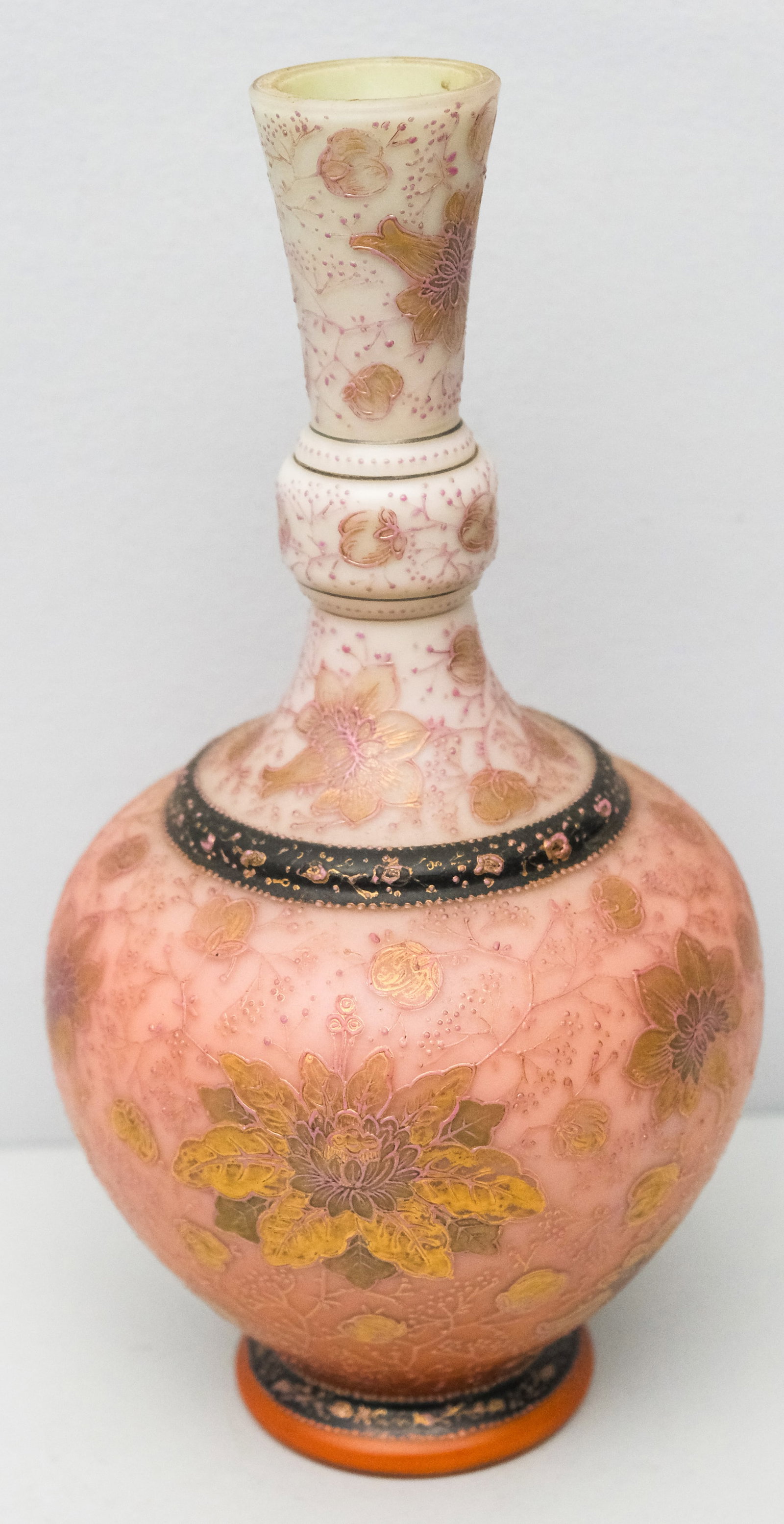 Heavily Decorated Shaded Case Glass Vase (1 of 6)