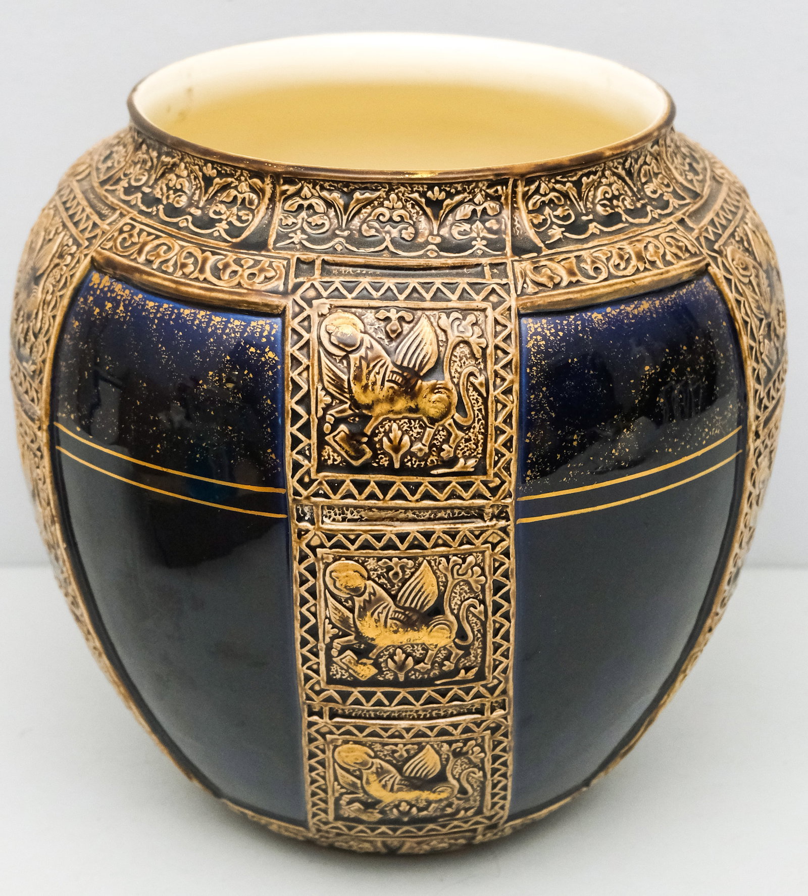 Large Hautin Boulanger Faience Gothic Revival Vase (1 of 7)