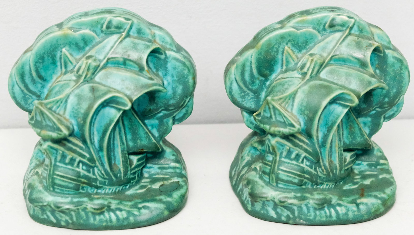 Rookwood Art Pottery Sailing Ships Bookends (1 of 6)
