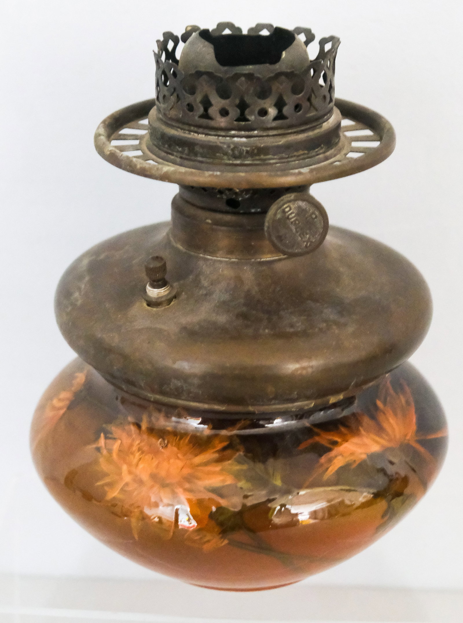 Small Weller Style Art Pottery Oil Lamp Base (1 of 6)