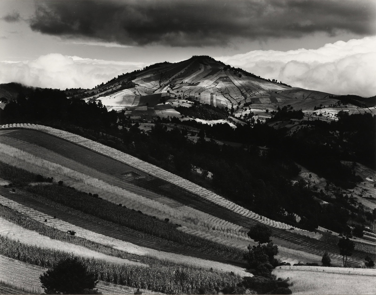 BRETT WESTON - Guatemala Landscape, 1965: This print, which was included in a custom "100 Print Portfolio" c. 1980 for an important Californian collector, is signed and dated in pencil mount recto; titled "Guatemala" in pencil mount verso. Ma