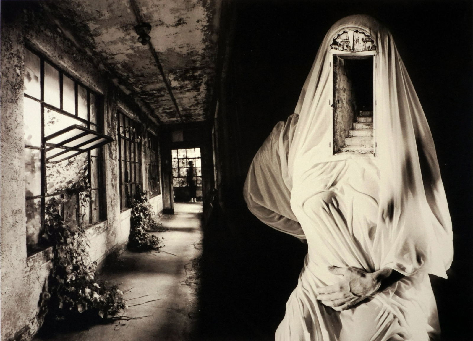 JERRY UELSMANN - Untitled (Figure and Doorway), 1991 -: ARTIST: JERRY UELSMANN TITLE: "Untitled (Figure and Doorway), 1991" MEDIUM: Mounted Platinum/Palladium print. Printed 2010. SIZE: Image - 8" x 10 7/8", Mount - 14" x 18", Mat - 16"x20" DESCRIPTION</