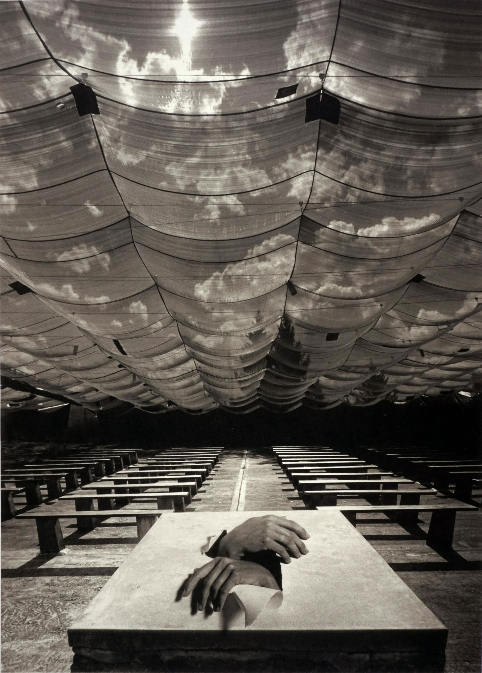 JERRY UELSMANN - Untitled (The Magician), 1982 - Signed: ARTIST: JERRY UELSMANN TITLE: "Untitled (The Magician), 1982" MEDIUM: Mounted Platinum/Palladium print. Printed 2010. SIZE: Image - 9 1/4" x 12", Mount - 14" x 18", Mat - 16"x20" DESCRIPTION: Si