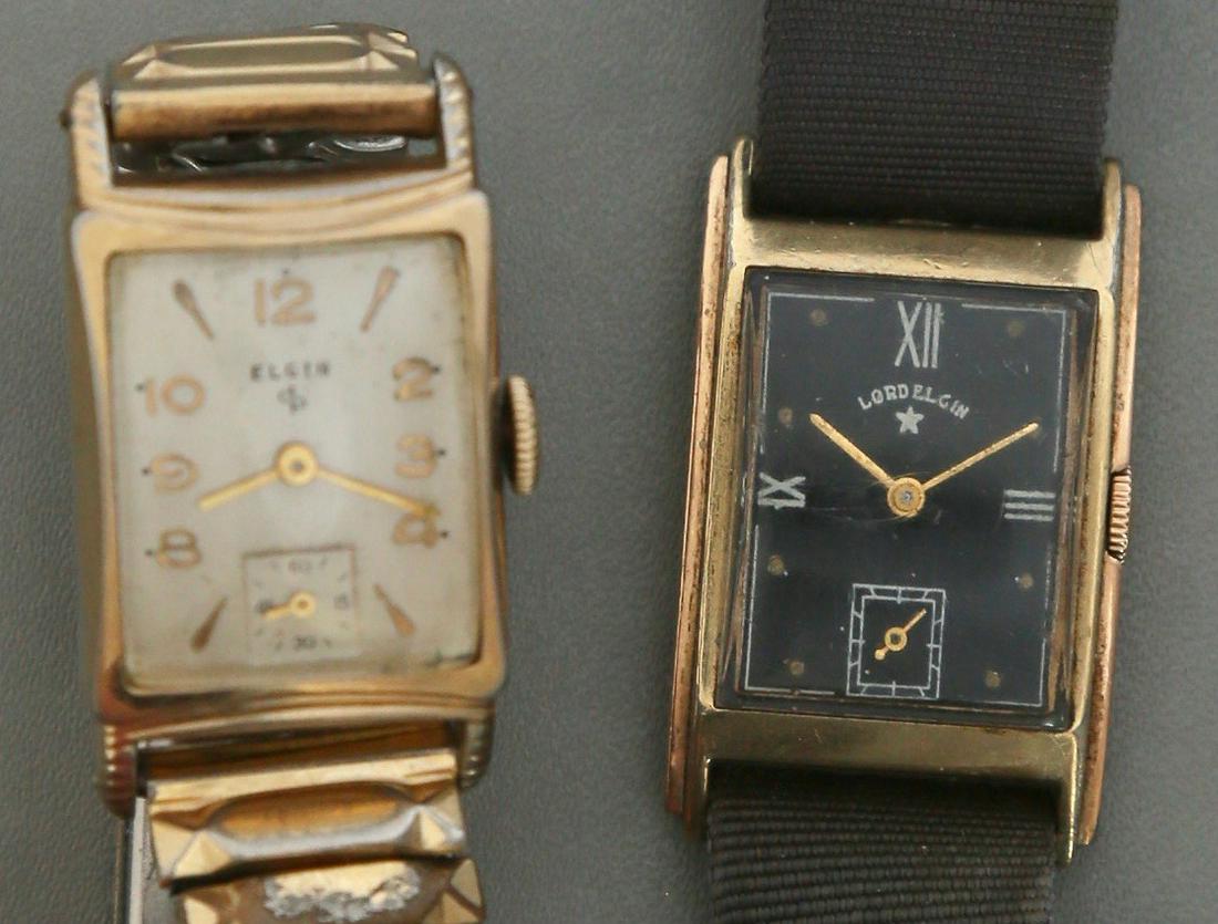 Vintage Elgin Watches: This lot is for 2 rare vintage Elgin watches. There is a Lord Elgin 1 star with a black dial and vintage nylon strap. Also is a manual wind gold filled Elgin.