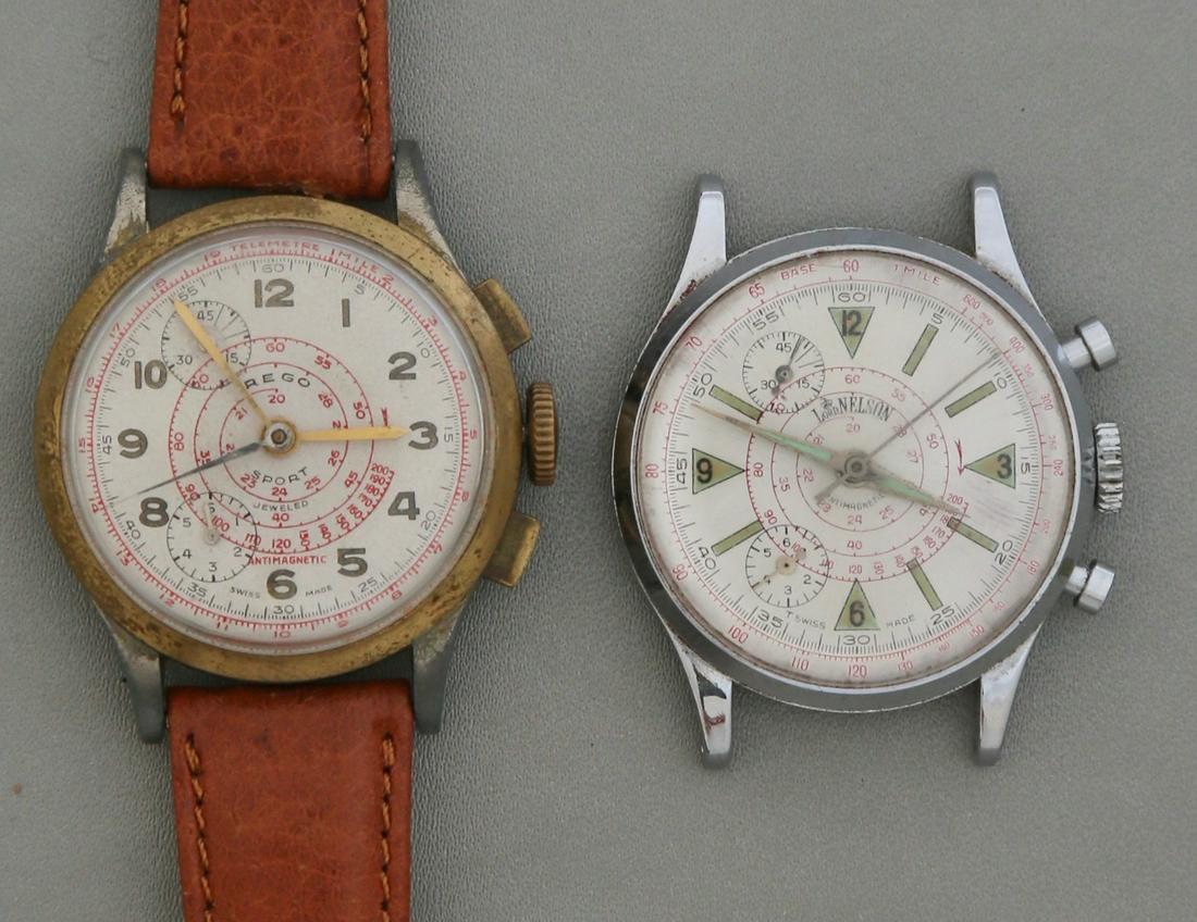 Vintage Rego Sport and Lord Nelson Chronograph: This lot is for 2 vintage chronographs. The first is a large Rego Sports chronograph and the second is a wonderfully designed Lord Nelson chronograph.
