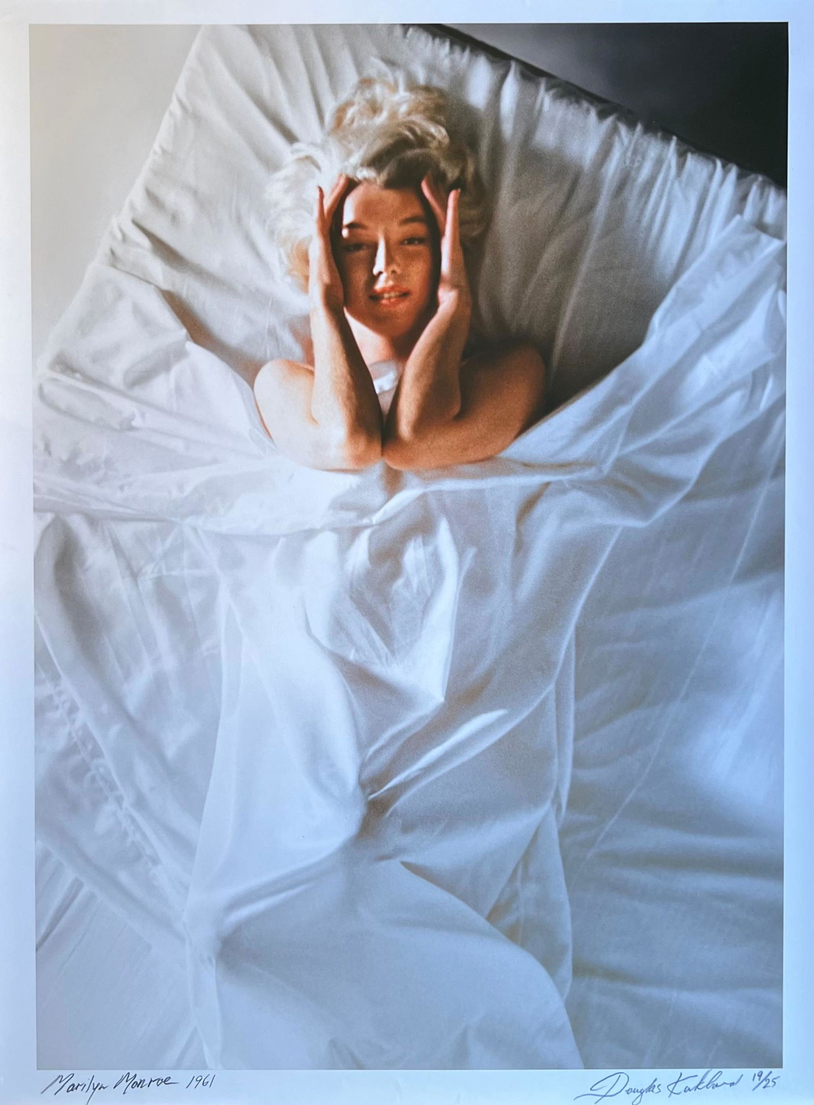 Douglas Kirkland (Canadian, b. 1934): Douglas Kirkland (Canadian, b. 1934)"Marilyn Monroe 1961"Photograph, 95x67 cmBelow the image inscribed, fully signed and numbered 19/25."Through the years I have often been asked what really happened