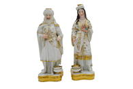 Jacob Petit Paris  A pair of large statues â€“ flasks in polychrome and gilded enamelled porcelain