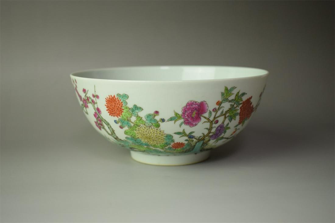 A Chinese Famille Rose Flower&Bird Pattern Porcelain: A Chinese Famille Rose Flower&Bird Pattern Porcelain Bowl Ht.7.5cm; Wd.17cm.