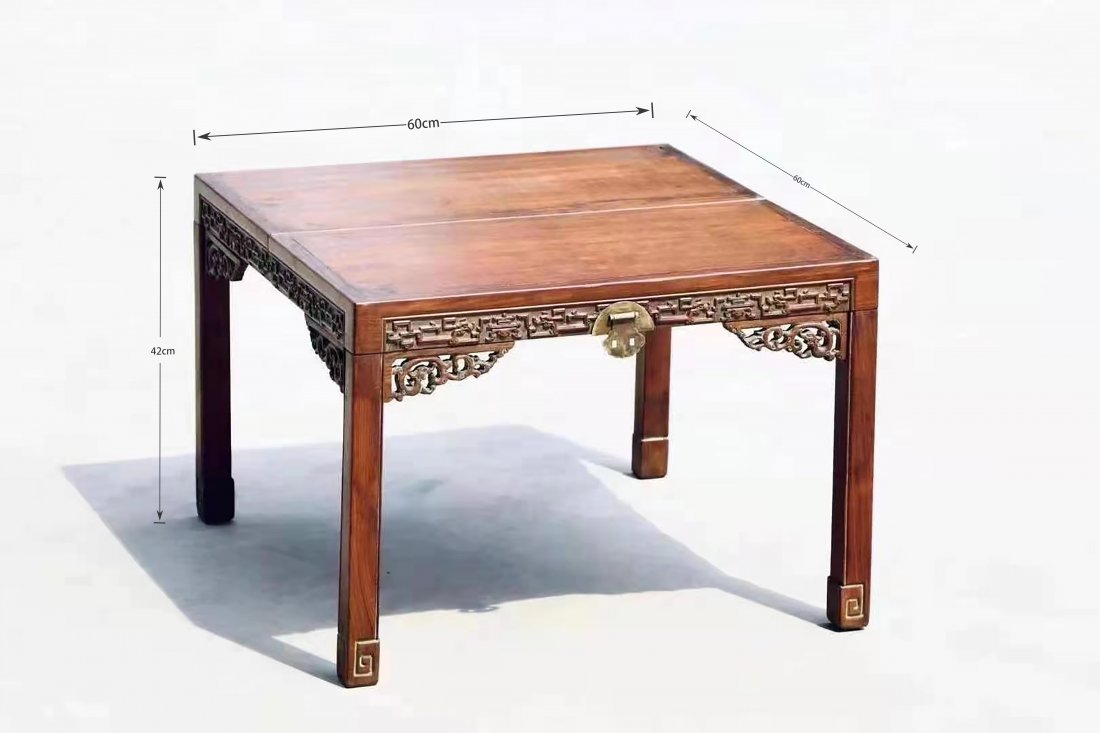 A MING DYNASTY YELLOW PEAR CHESS TABLES: A MING DYNASTY YELLOW PEAR CHESS TABLES H42CM W60CM L60CM