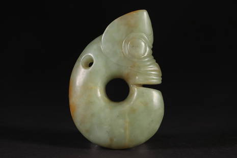 RIVER MILL YUZHULONG: Name RIVER MILL YUZHULONG Material JADE Dimensions L6.5CM H9.5CM Condition Additional photographs and Condition reports are provided by request as a courtesy to our clients, as such any
