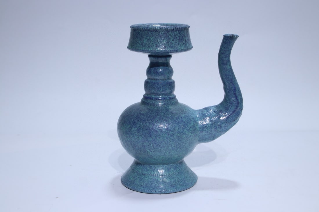 QING DYNASTY LUJUN GLAZE SPRAY KETTLE: Name QING DYNASTY LUJUN GLAZE SPRAY KETTLE Dimensions H:19.8CM W:16.5CM Condition Additional photographs and Condition reports are provided by request as a courtesy to our clients, as