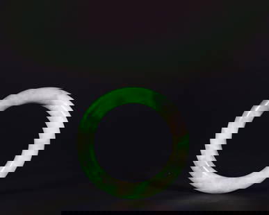 A JADEITE BRACELET QING DYNASTY: Name A JADEITE BRACELET QING DYNASTY Dimensions D 8CM Condition Additional photographs and Condition reports are provided by request as a courtesy to our clients, as such any condition r