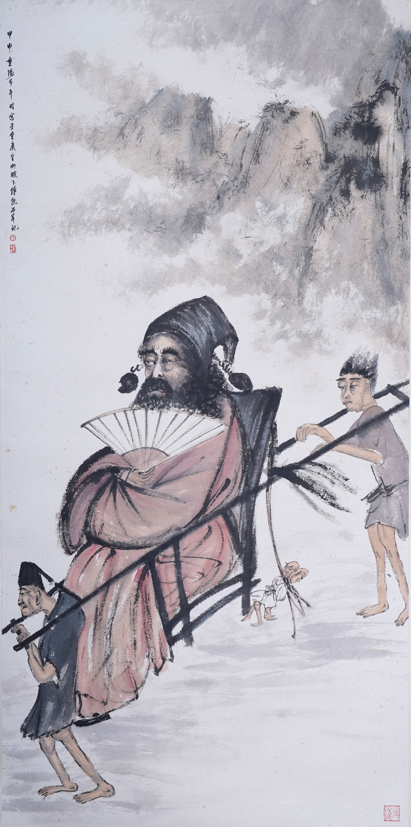 A Chinese ink figure painting by Fu Baoshi: Name A Chinese ink figure painting by Fu Baoshi Dimensions 137CM*68CM Condition Additional photographs and Condition reports are provided by request as a courtesy to our clients, as such