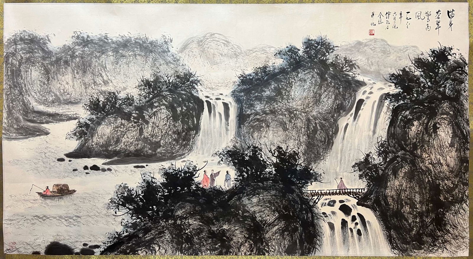 A Chinese landscape painting by Fu Baoshi: Name A Chinese landscape painting by Fu Baoshi Dimensions 180CM*97CM Condition Additional photographs and Condition reports are provided by request as a courtesy to our clients, as such