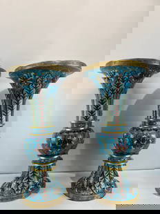 QING DYNASTY CLOISONNE FLOWER VASE: Name QING DYNASTY CLOISONNE FLOWER VASE Dimensions H:27CM L:14CM Condition Additional photographs and Condition reports are provided by request as a courtesy to our clients, as such a