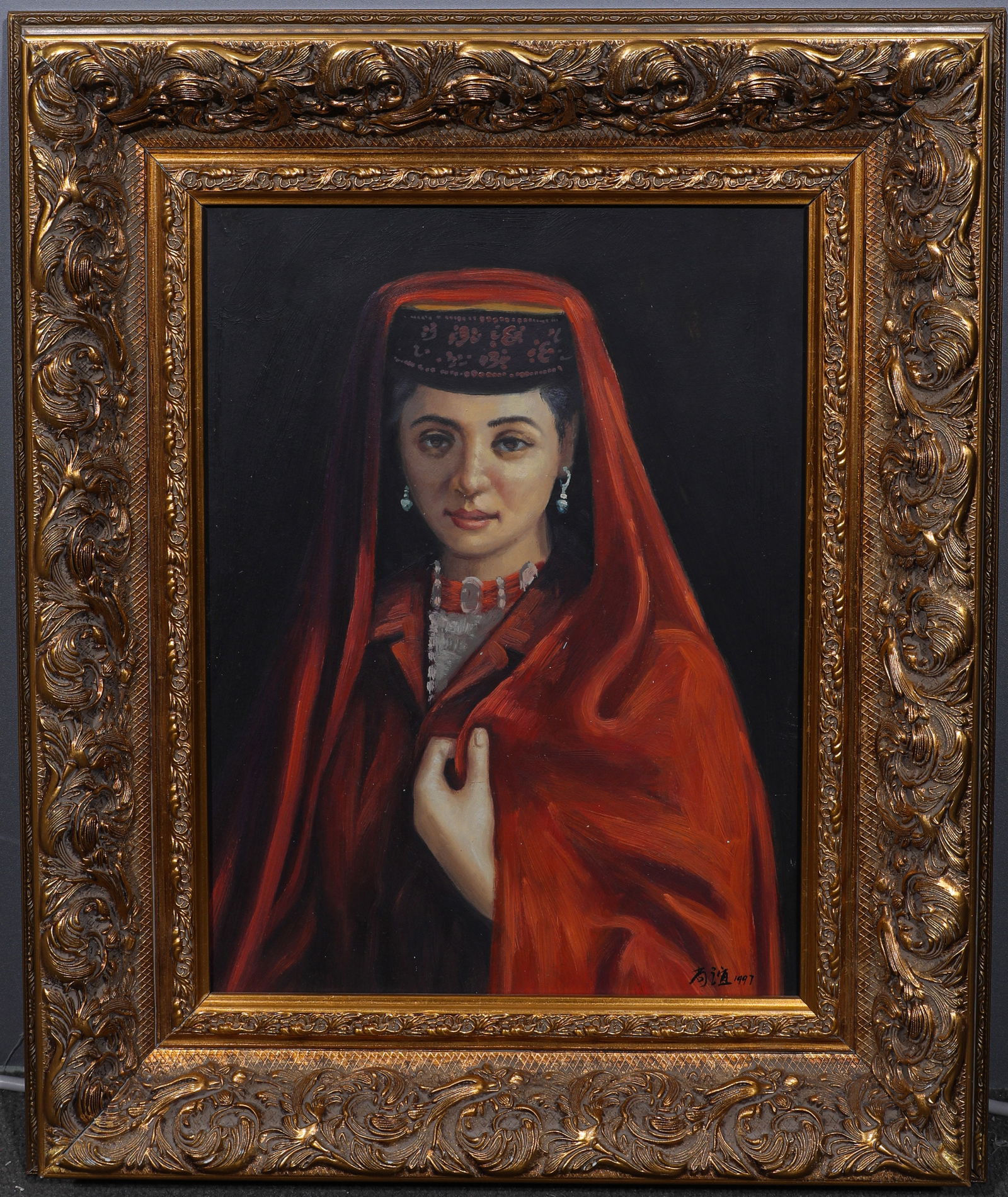 Oil by Jin Shangyi: Name Oil by Jin Shangyi Dimensions H:55cm,W:48cm Condition Additional photographs and Condition reports are provided by request as a courtesy to our clients, as such any condition repo