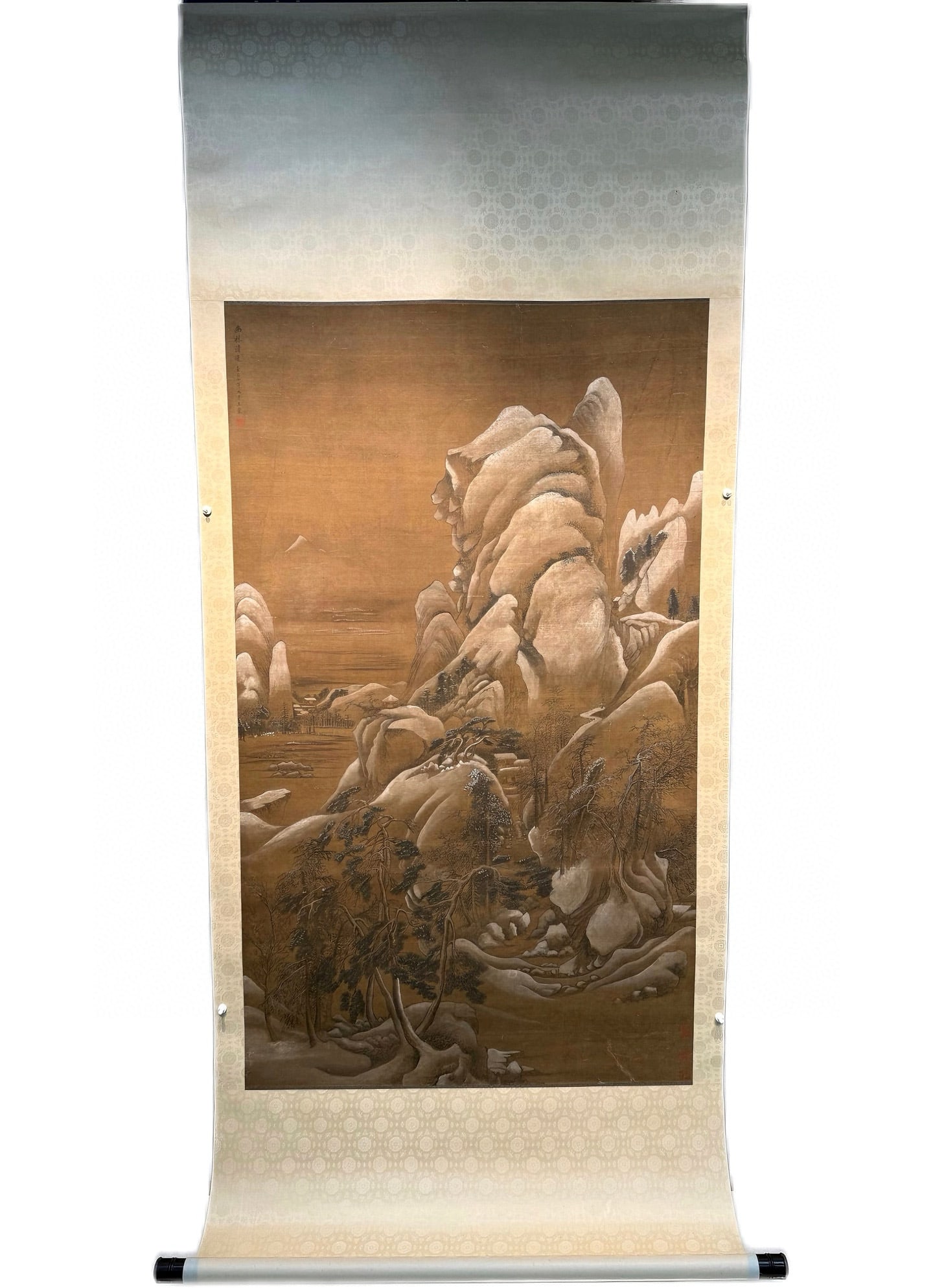WANG MENG'S LANDSCAPE HANGING SCROLL: Name LIANG QICHAO'S CALLIGRAPHY HANGING SCROLL Dimensions 104*175cm Condition Additional photographs and Condition reports are provided by request as a courtesy to our clients, as suc
