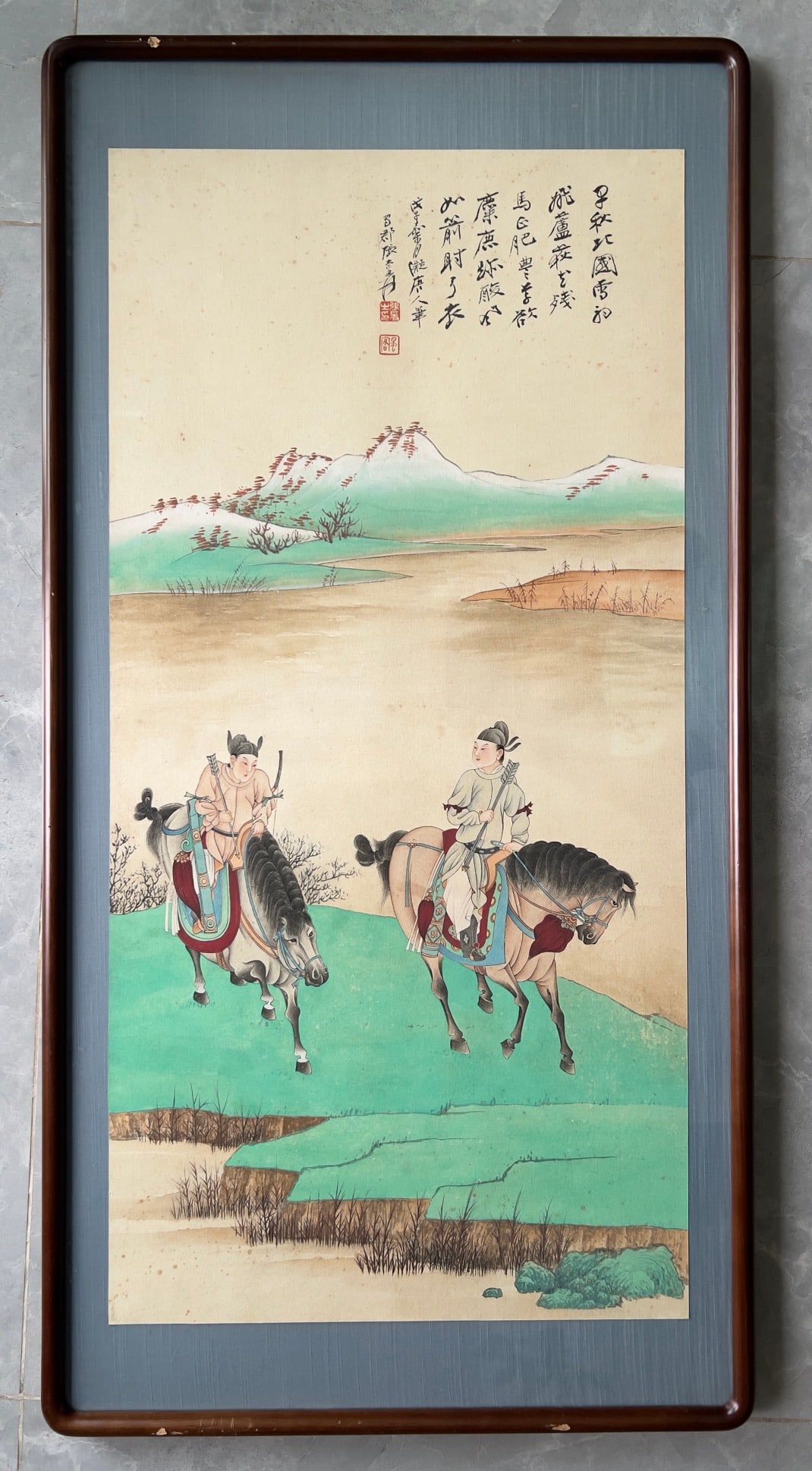 ZHANG DAQIAN FIGURE PAINTING FRAME: Name ZHANG DAQIAN'S LANDSCAPE HANGING SCROLL Dimensions 93*47 79*38cm Condition Additional photographs and Condition reports are provided by request as a courtesy to our clients, as su