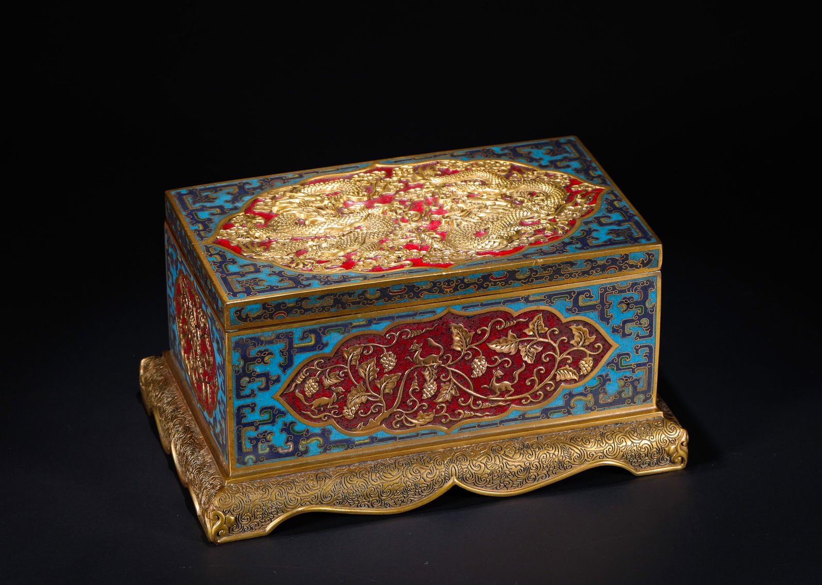 Qing Dynasty Qianlong Bronze gilded cloisonne Enamel imperial edict box (1 of 7)