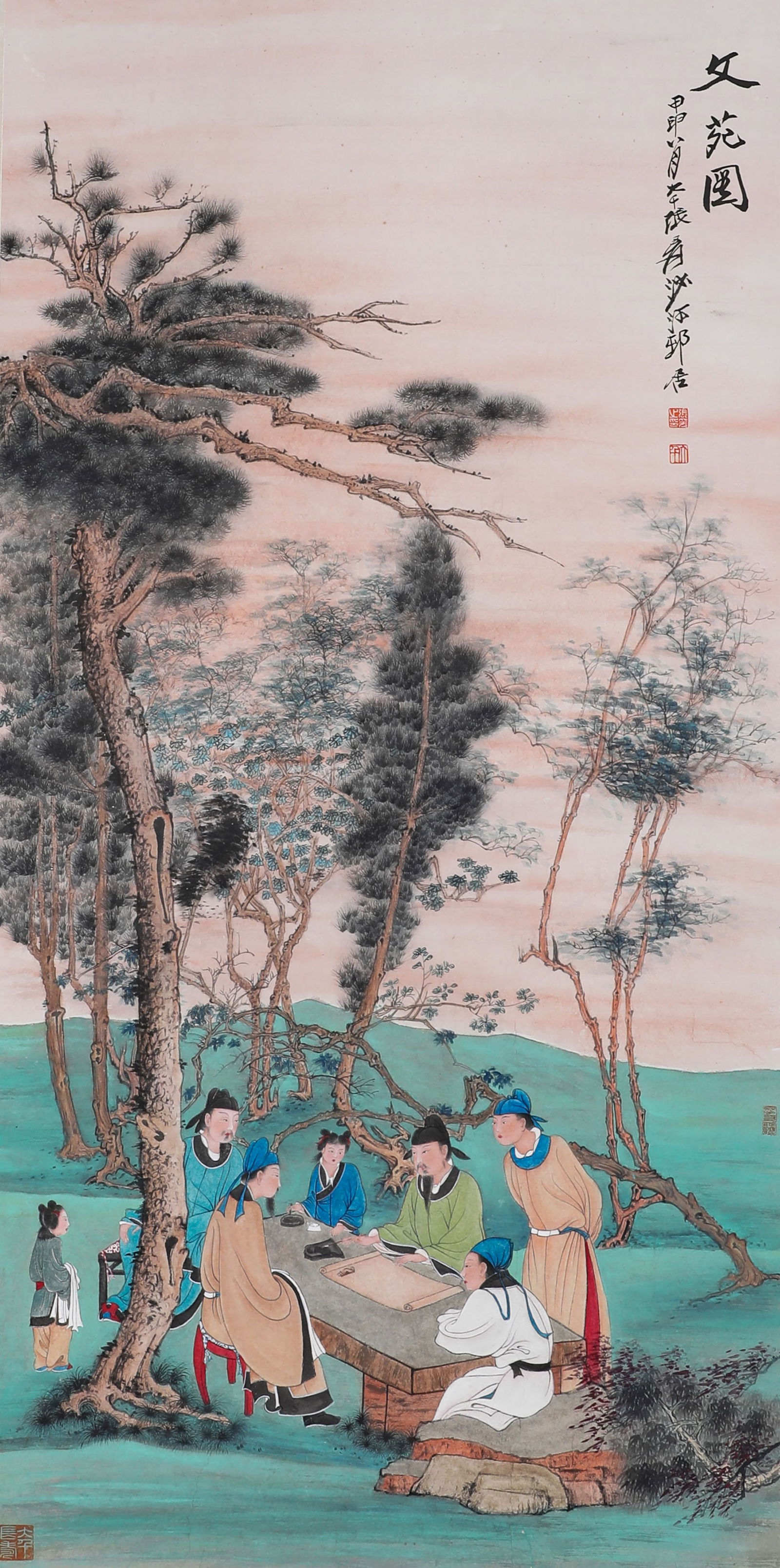 Zhang Daqian's fine figure painting Standing Scroll (1 of 9)