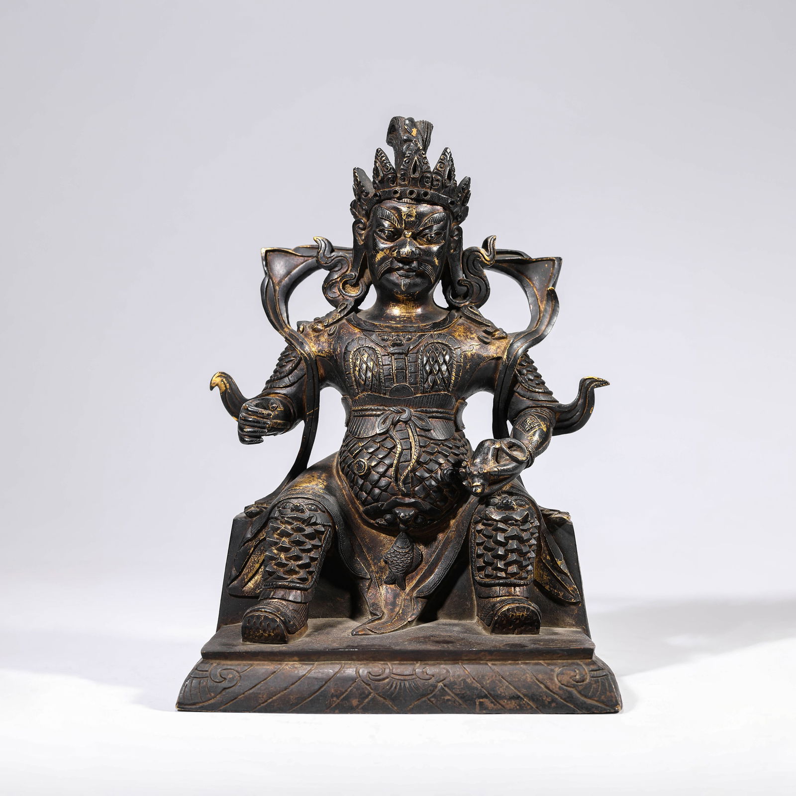 Gilt-Bronze "Figure Of Vaishravana: Name Gilt-Bronze "Figure Of Vaishravana Dimensions Length:17.5cm Width:13.6cm Height:23.5cm Condition Additional photographs and condition reports are available upon request as a courtesy to