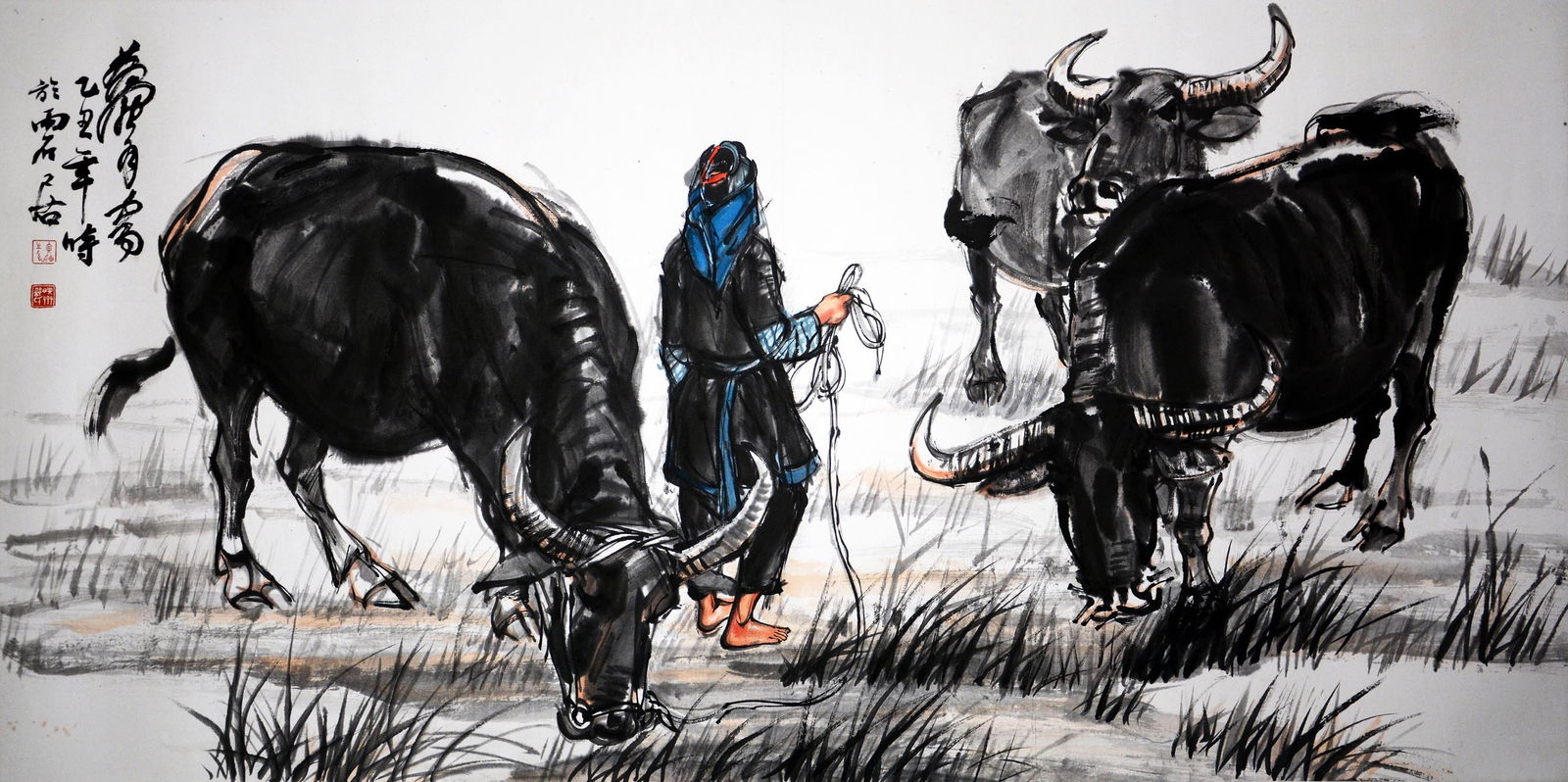 Huang Zhou Mark, Chinese Painting, ink and Color on Paper,: Name Huang Zhou Mark, Chinese Painting, ink and Color on Paper, Dimensions 68x137cm Condition Additional photographs and condition reports are available upon request as a courtesy