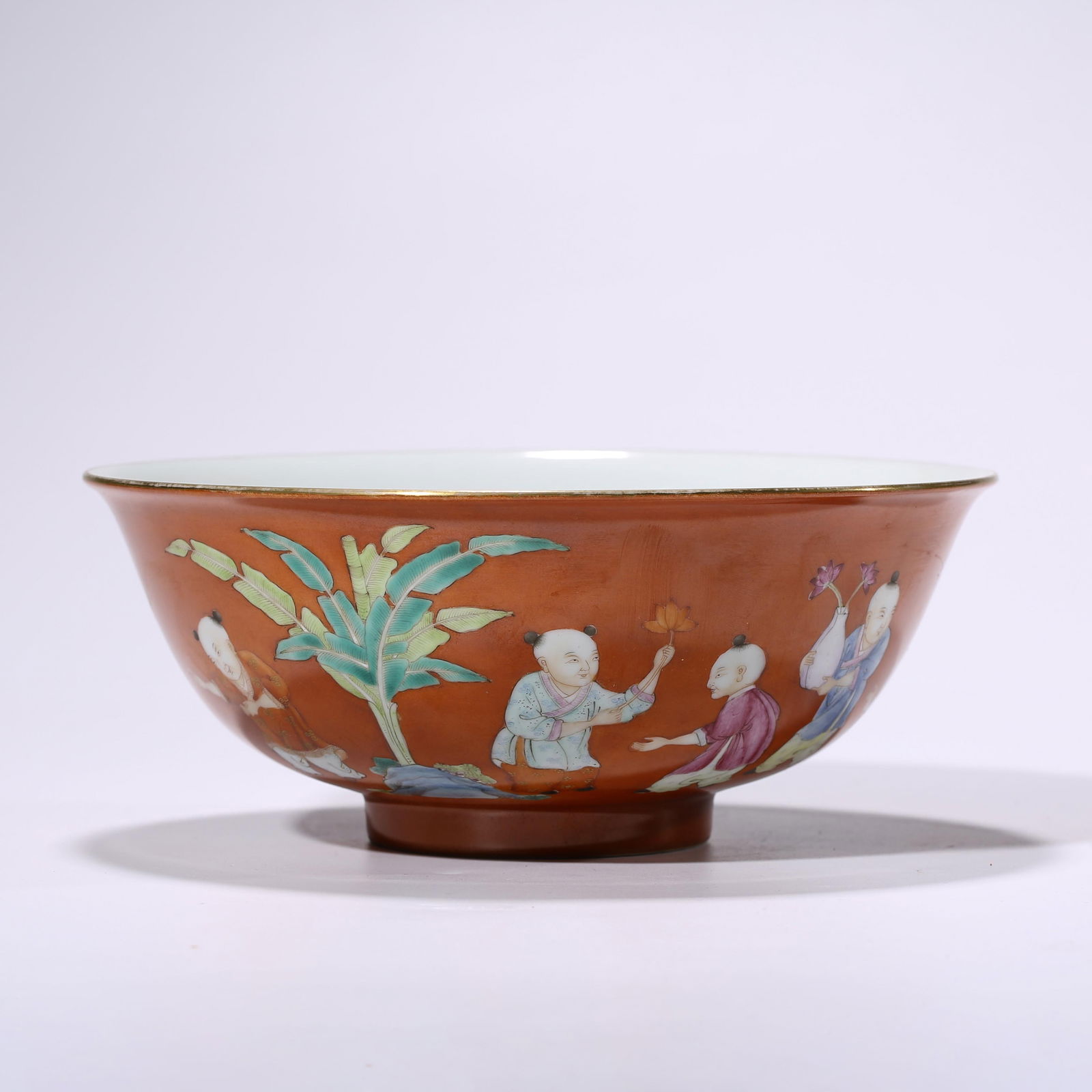 Coral-red Ground Famille Rose Boys Playing Bowls (1 of 8)