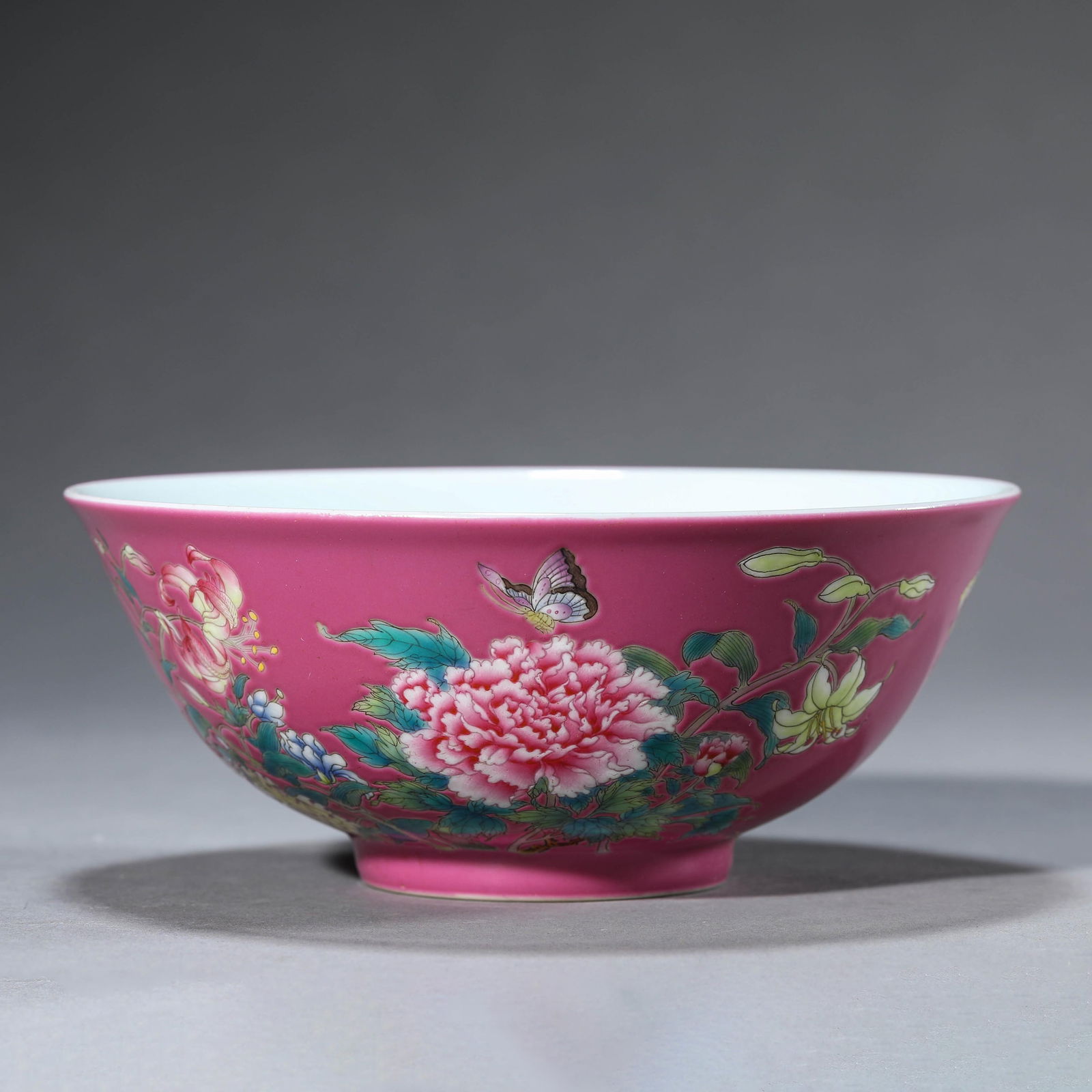 Famille-Rose "Floral-And-Poetry" Bowl On A Rouge-Ground (1 of 8)