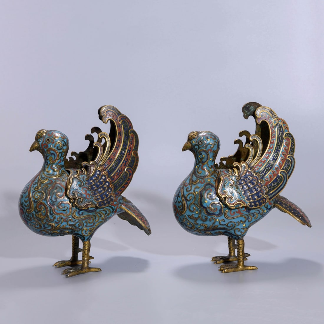 Pair?Of?Cloisonne?Enamel?Mandarin?Ducks: Name Pair?Of?Cloisonne?Enamel?Mandarin?Ducks Dimensions Length:20cm Width:11cm Height:25cm;? Condition Additional photographs and condition reports are available upon request as a co