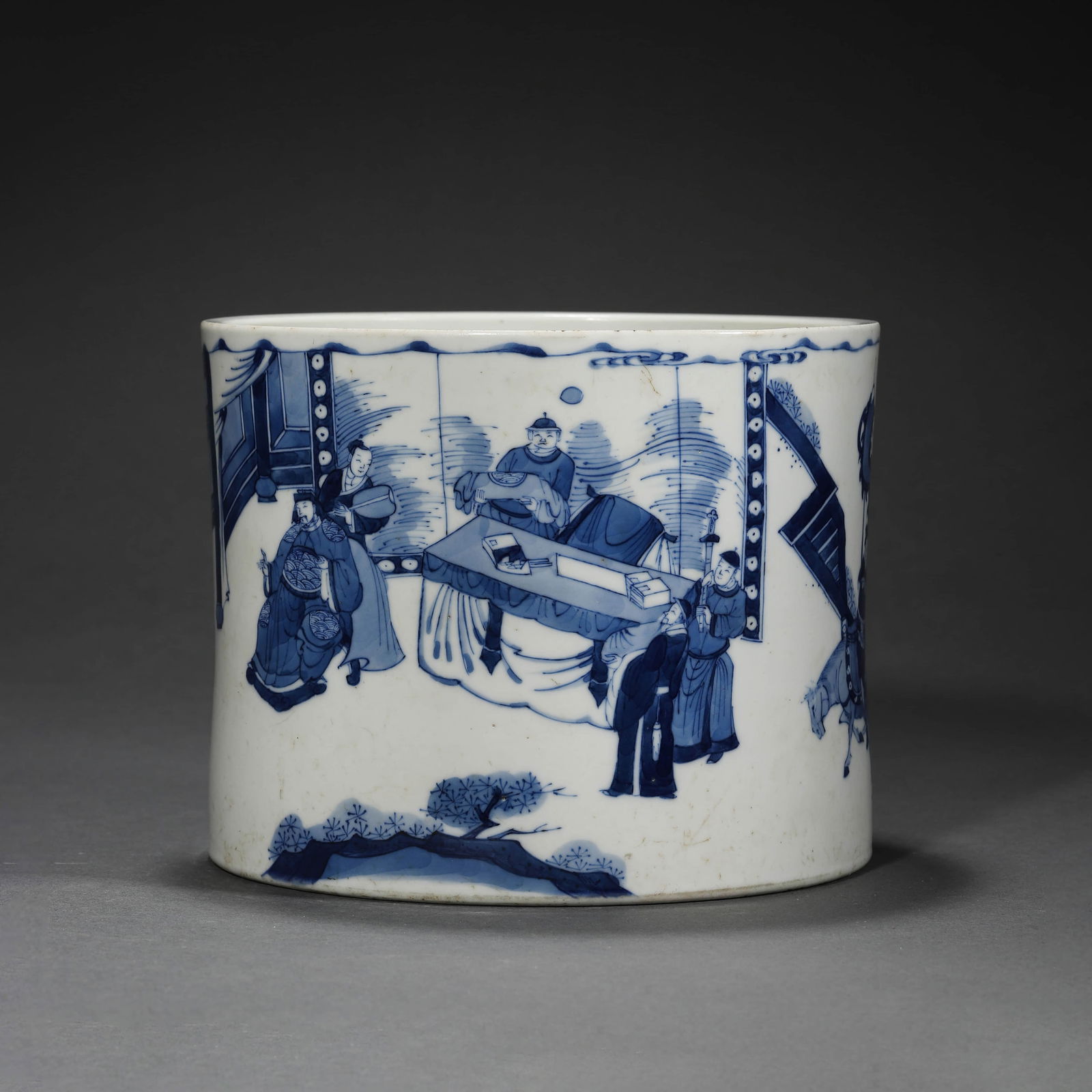 Blue and White Horse Figure Brush Pot (1 of 8)