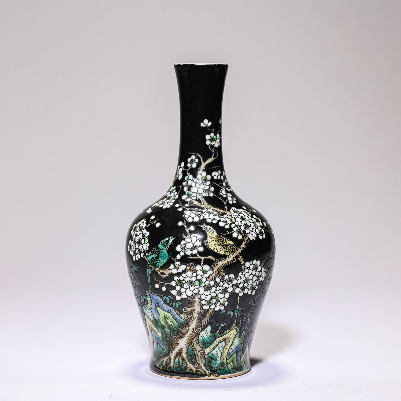 Black-Glazed "Flower-And-Bird" Vase (1 of 5)
