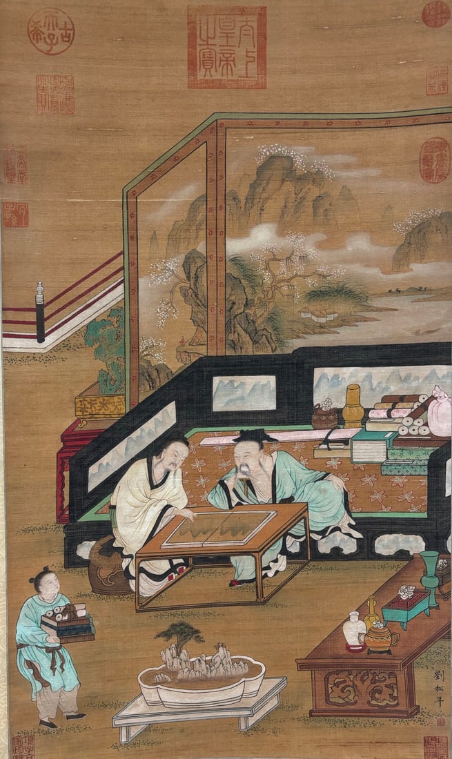 Liu Songnian Mark, Chinese Painting, Ink and Color on Silk, Hanging scroll (1 of 9)