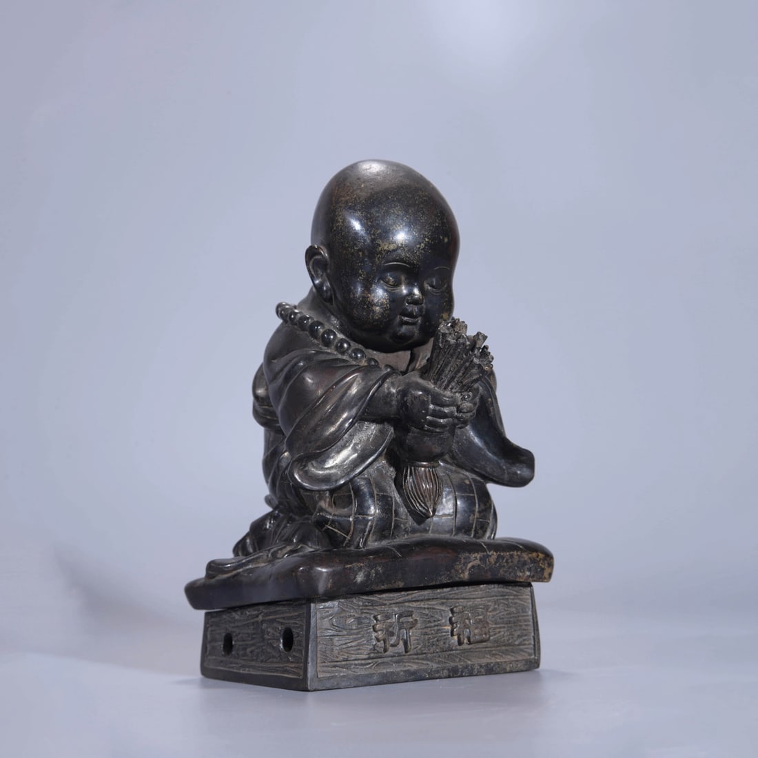 Bronze Praying Boy Ornament: Name Bronze Praying Boy Ornament Dimensions Length:11cm Width:9.5cm Height:19cm, ? Condition Additional photographs and condition reports are available upon request as a courtesy to our