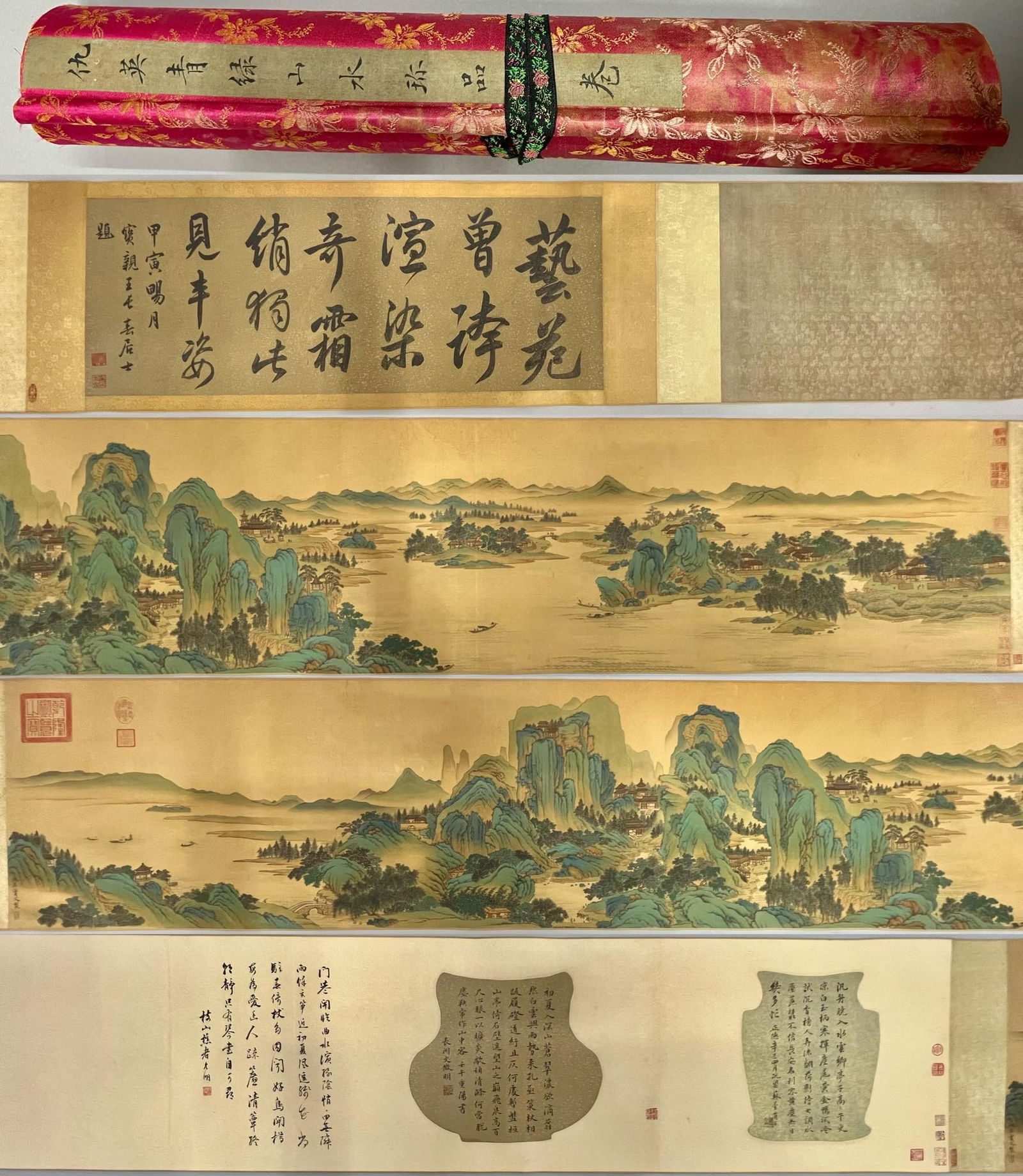 Qiu Ying Mark, Chinese Painting, ink and Color on Silk, Hand Scroll: Name Qiu Ying Mark, Chinese Painting, ink and Color on Silk, Hand Scroll Dimensions 40X249cm Condition Additional photographs and condition reports are available upon request as a courtesy