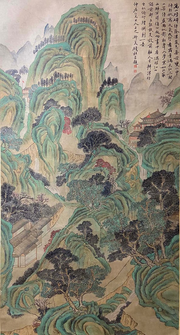 Qian Du Mark, Chinese painting paper scroll: Name Qian Du Mark, Chinese painting paper scroll Dimensions 169x88cm Condition Additional photographs and condition reports are available upon request as a courtesy to our clients. Any