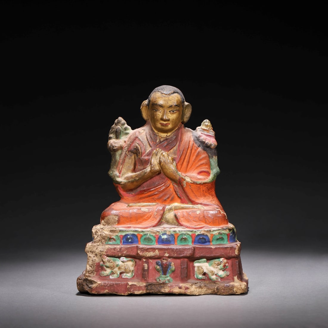 Painted Statue of Buddha: Name Painted Statue of Buddha Dimensions Length:14cm, Width:10cm, Height:17cm, ? Condition Additional photographs and condition reports are available upon request as a courtesy to our