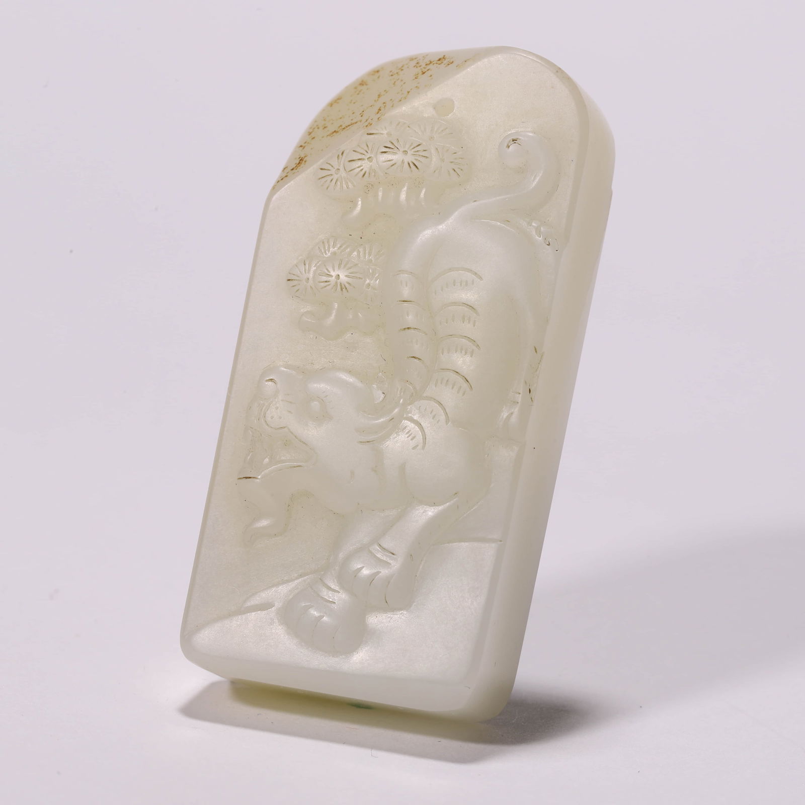 A Chinese White Jade Pendant: Name A Chinese White Jade Pendant Dimensions Length:5cm; Width:2.5cm; Height:1cm;? Condition Additional photographs and condition reports are available upon request as a courtesy to our